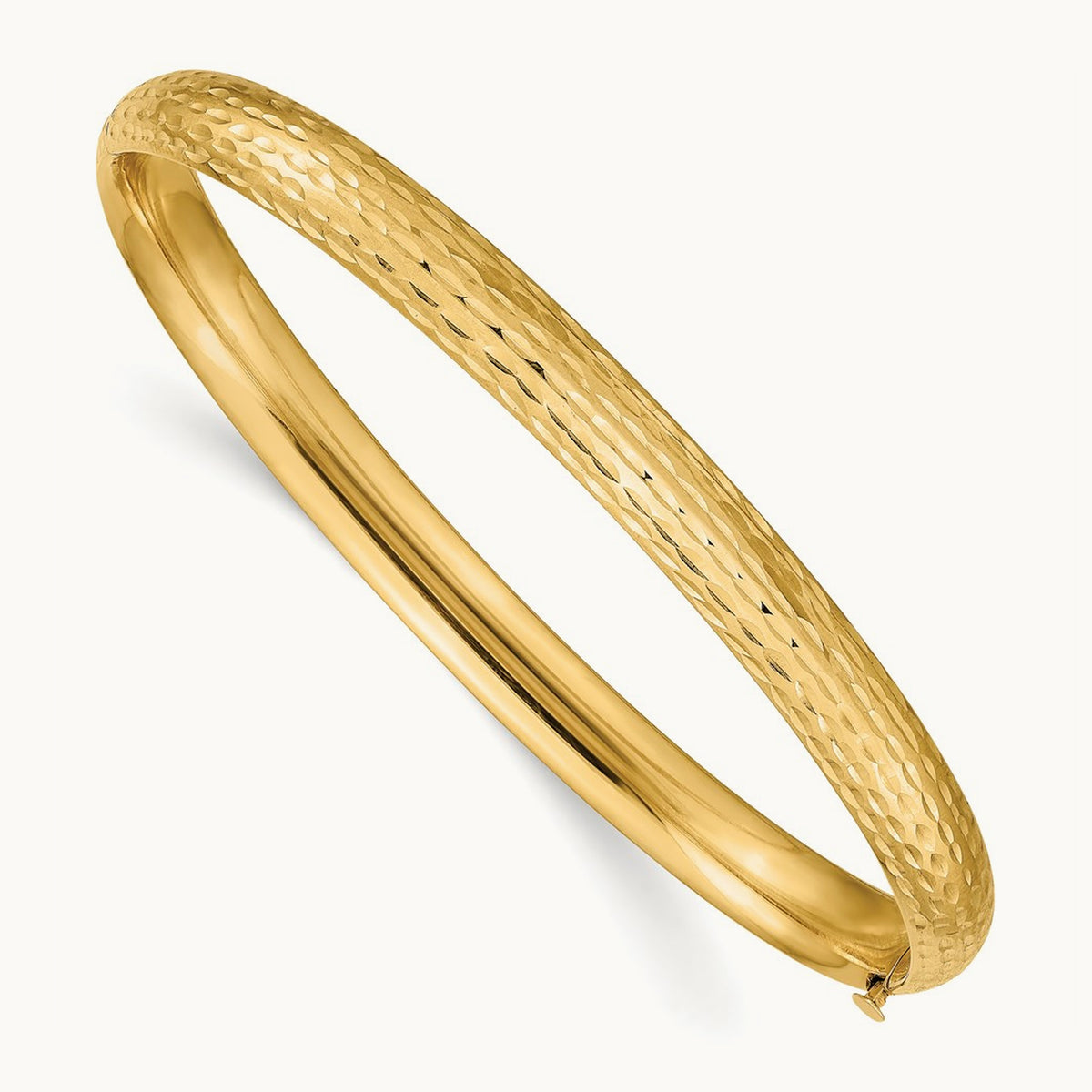 4/16 Diamond-cut Fancy Hinged Bangle Bracelet, 14K