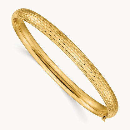 4/16 Diamond-cut Fancy Hinged Bangle Bracelet, 14K