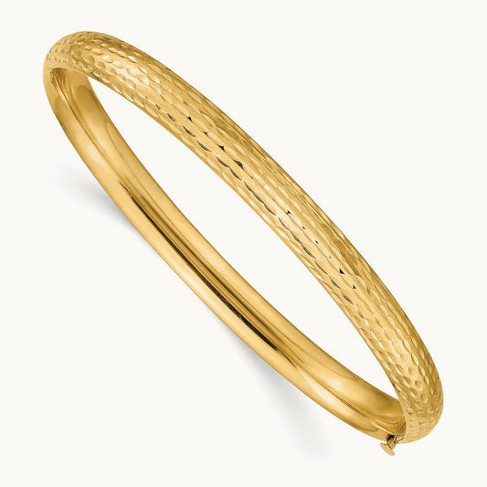 4/16 Diamond-cut Fancy Hinged Bangle Bracelet, 14K