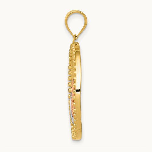 w/White Rhodium Dragonfly Pendant, 14K Two-tone