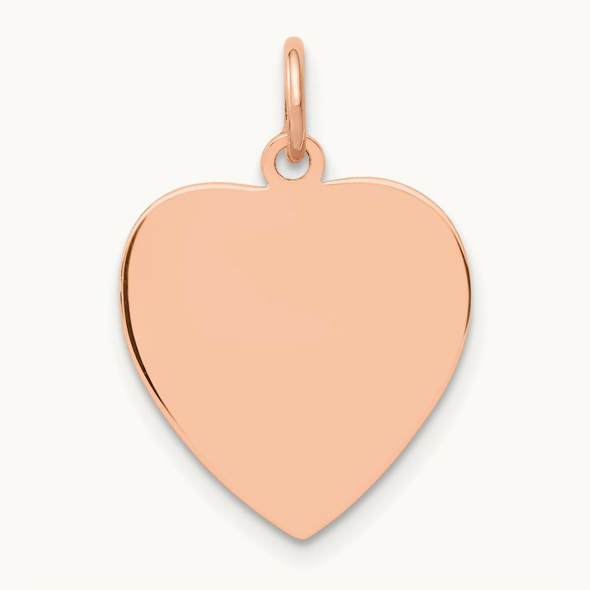 Polished Heart Shaped Disc Pendant, 14K Rose