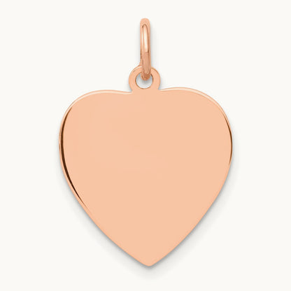 Polished Heart Shaped Disc Pendant, 14K Rose