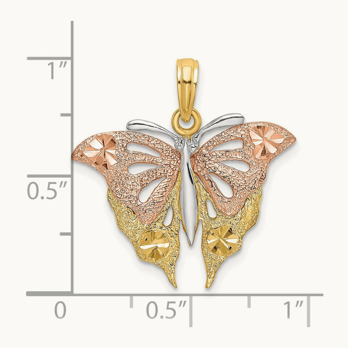 And Diamond-cut Butterfly Charm — 14K Two-Tone Gold
