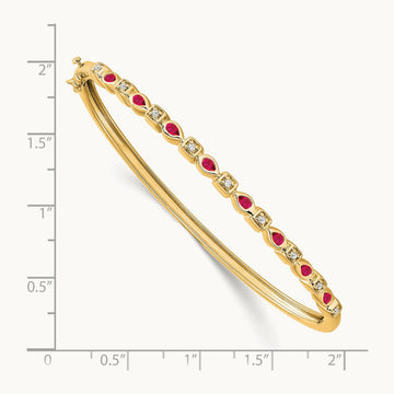 Ruby and Diamond Bangle — 14K Yellow Gold