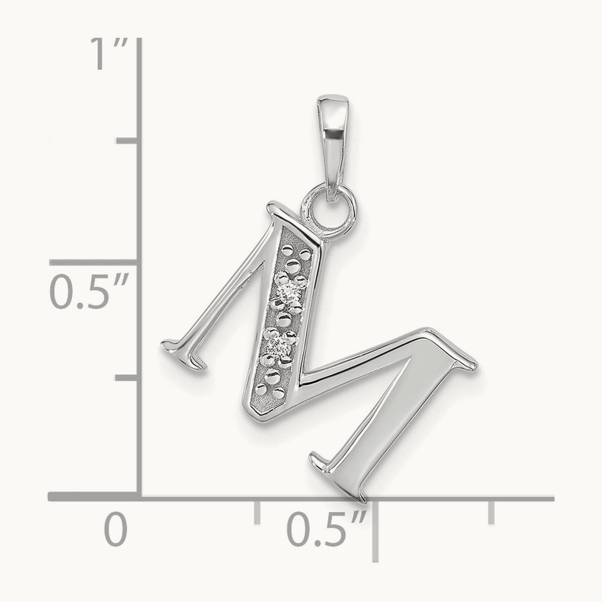 Diamond Letter M Initial Pendant, 14K White Gold