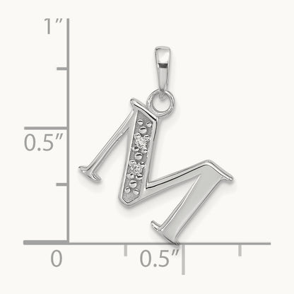 Diamond Letter M Initial Pendant, 14K White Gold