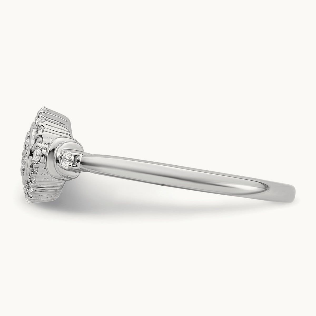 Complete Diamond Round Cluster Halo Engagement Ring, 1.4mm thick — 14K White Gold