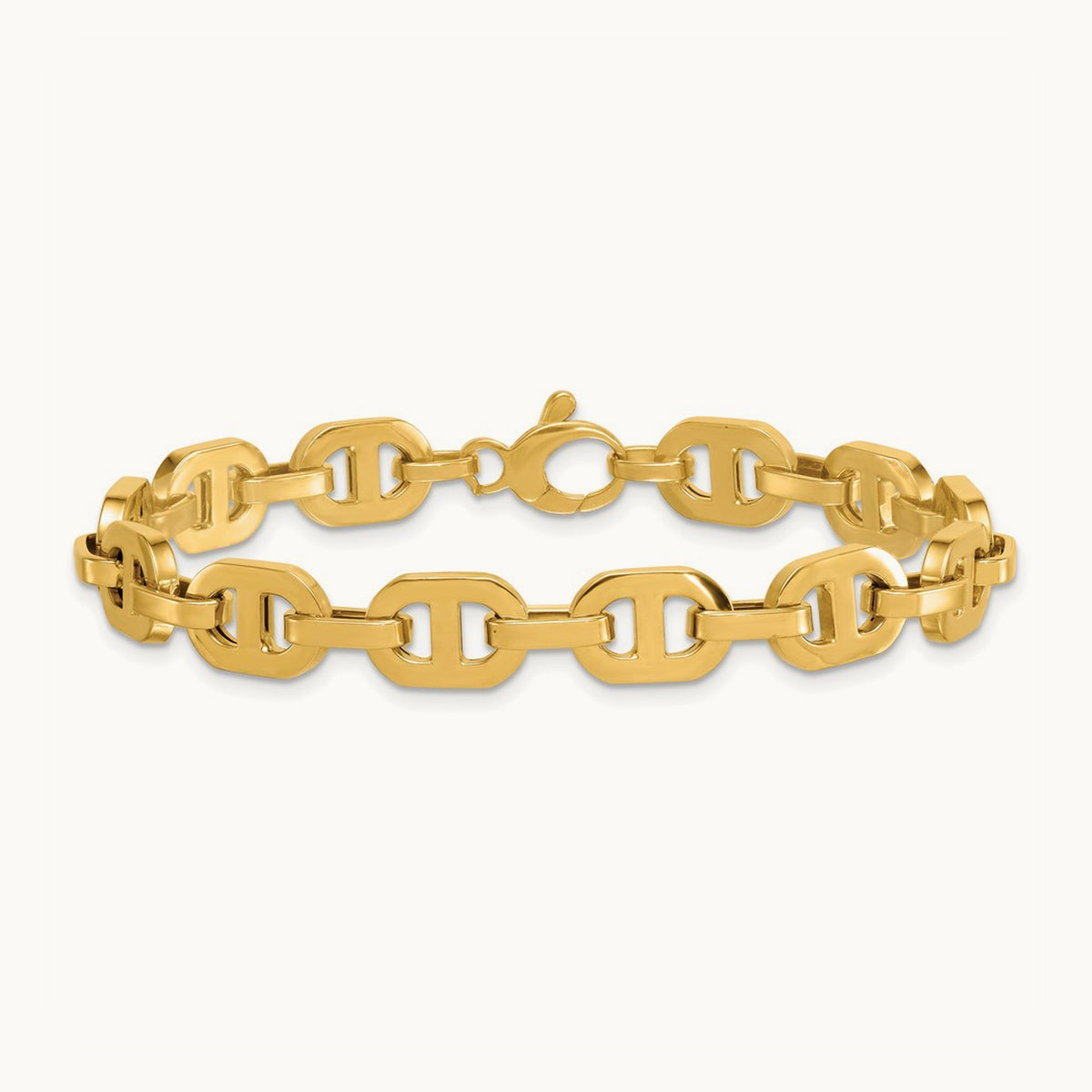 Polished 7.5 Fancy Anchor Link Bracelet, 14K