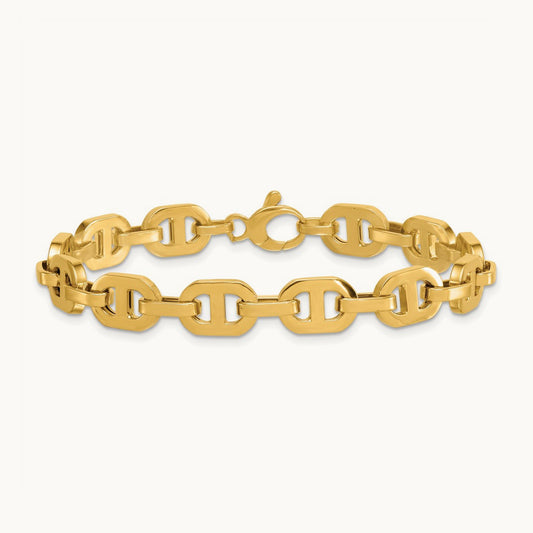 Polished 7.5 Fancy Anchor Link Bracelet, 14K