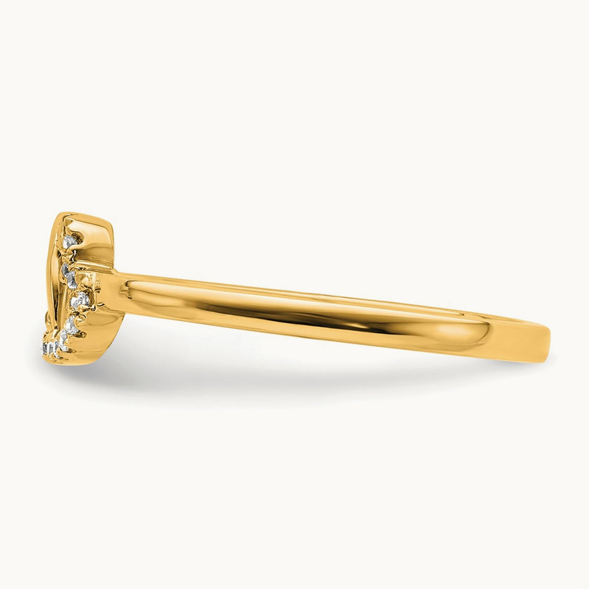Diamond Double Heart Ring — 14K Yellow Gold, 7