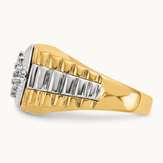 Ridged Men's Ring — 1/2 ct, 10