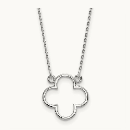 Small Necklace Quatrefoil Design — 14K White Gold