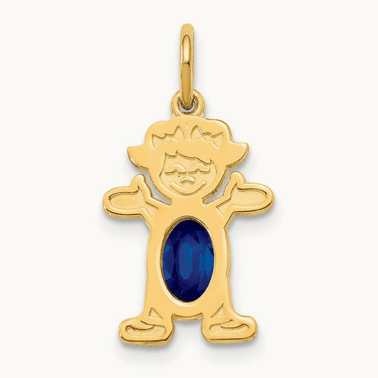 Girl 6x4 Oval Genuine Sapphire-September — 14K Yellow Gold