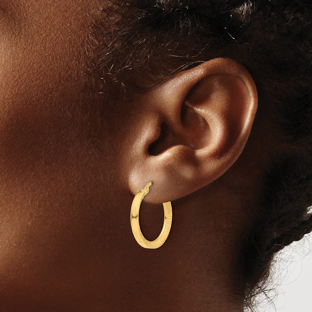 Polished and Diamond-cut Hoop Earrings — 19mm