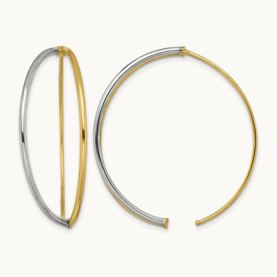 w/Rhodium Large Dangle Threader Earrings, 14K