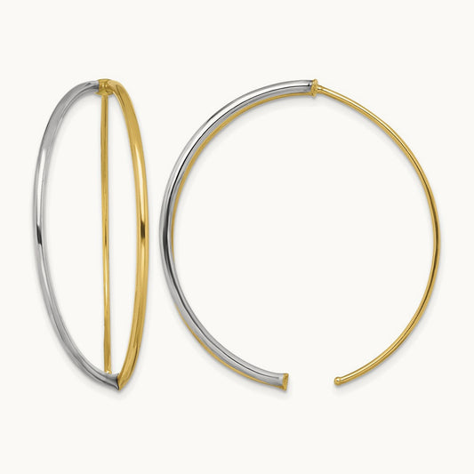 w/Rhodium Large Dangle Threader Earrings, 14K