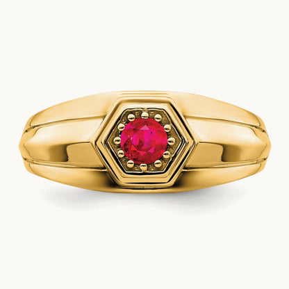 Ruby Mens Ring, 14K