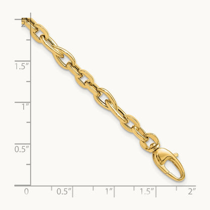 7.5in Polished Fancy Link Bracelet — 14K Yellow Gold