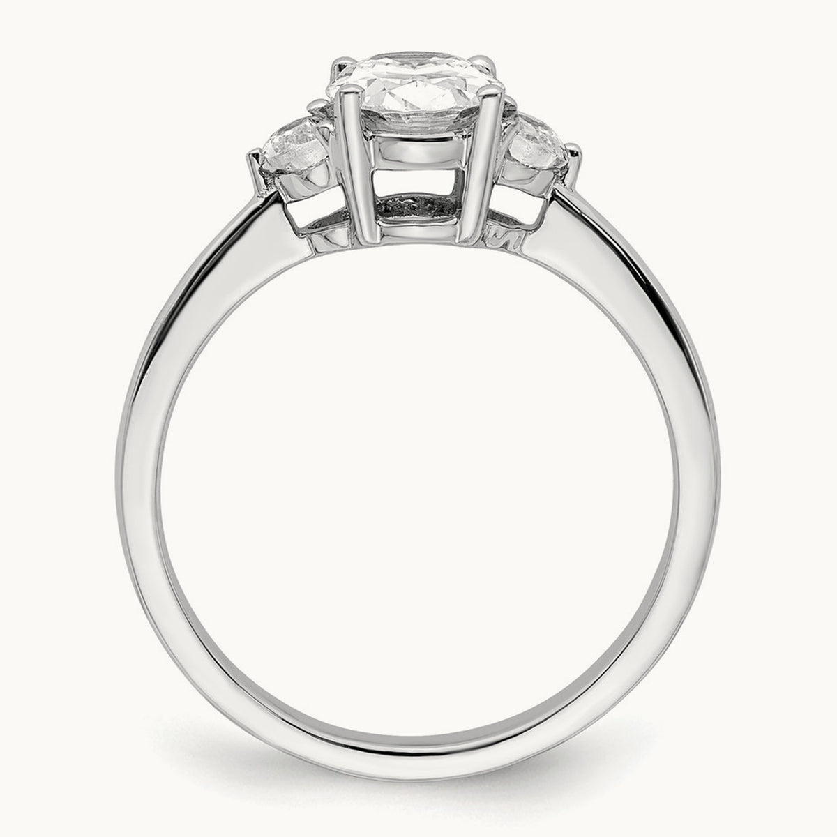 3 Stone Half Moon/Oval Semi-Mount Ring, 0.50 ct tw