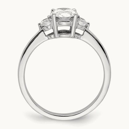 3 Stone Half Moon/Oval Semi-Mount Ring, 0.50 ct tw