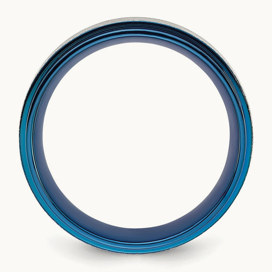 Polished with Brushed Center Blue IP-plated Band, 8mm, Titanium