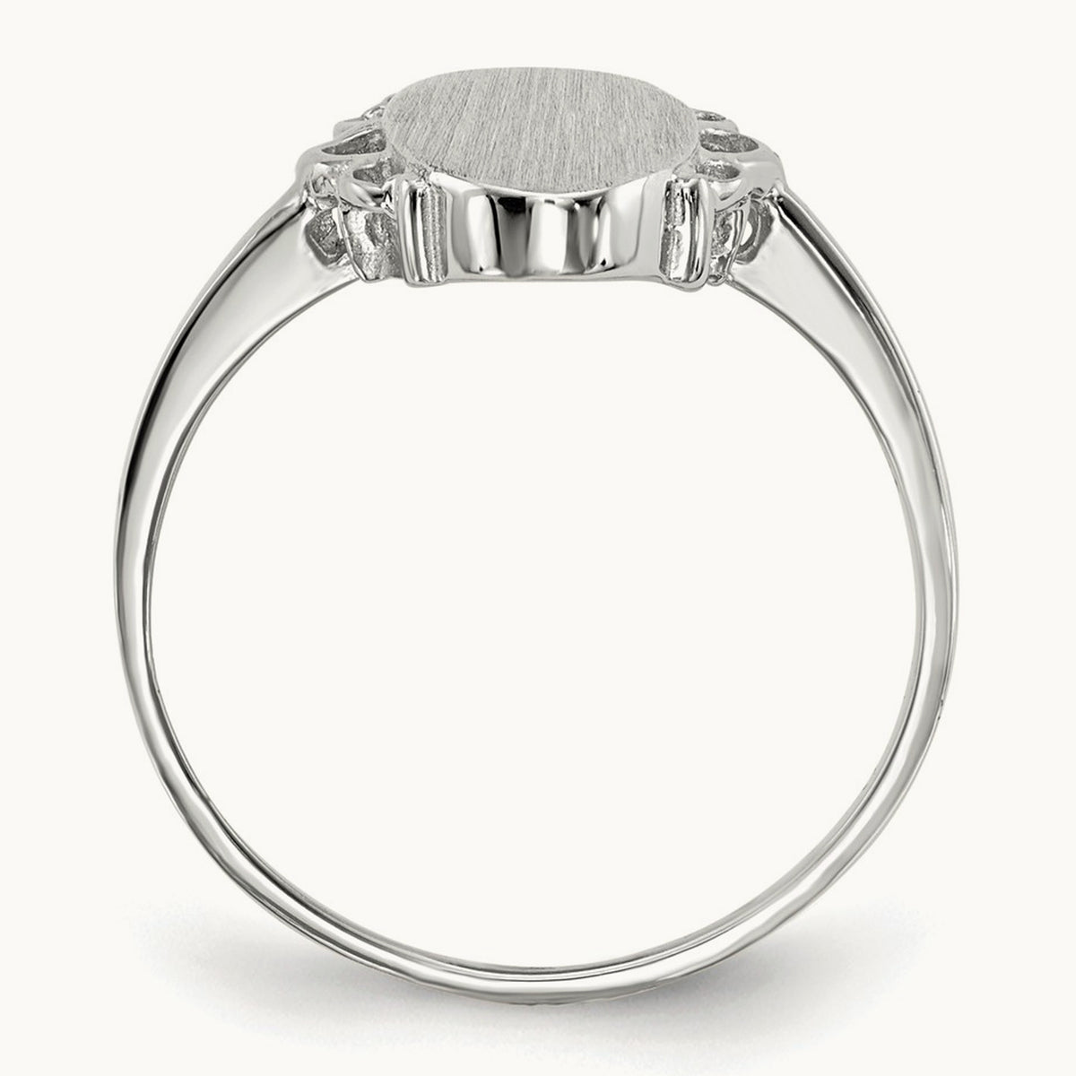 7.0x14. Open Back Signet Ring, 5mm, 14K White Gold