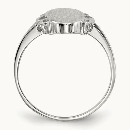 7.0x14. Open Back Signet Ring, 5mm, 14K White Gold