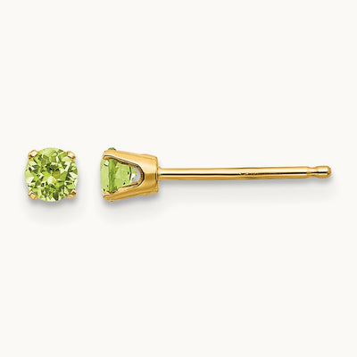 August/Peridot Post Earrings — 3mm