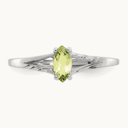 Peridot Birthstone Ring, 14K White Gold