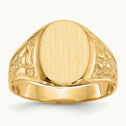 11.0x14. Closed Back Mens Signet Ring, 5mm, 14K