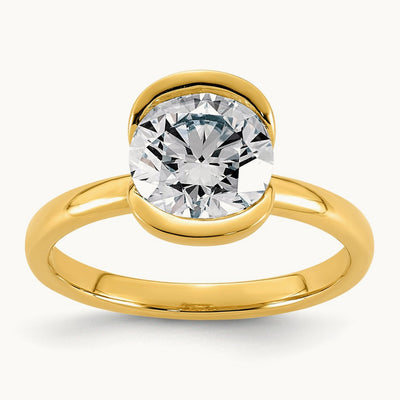Round Half Bezel Engagement Ring, 2-4 1/15 ct Lab-Grown Diamond