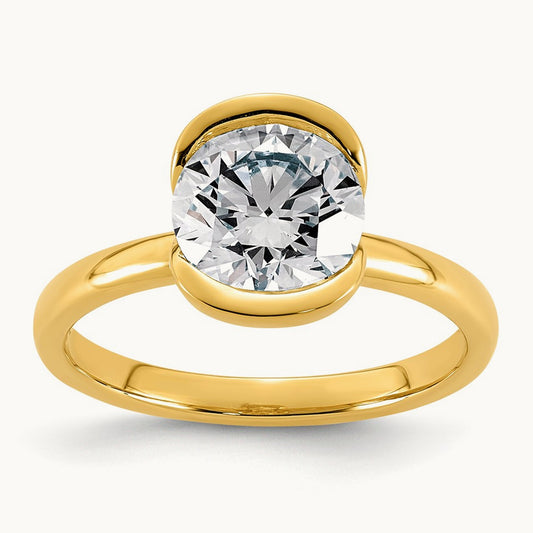 Round Half Bezel Engagement Ring, 2-4 1/15 ct Lab-Grown Diamond