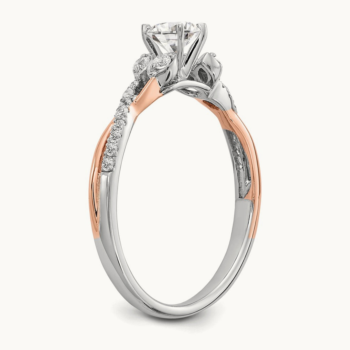 And Rose Gold Semi-Mount Engagement Ring, 0.15 ct tw