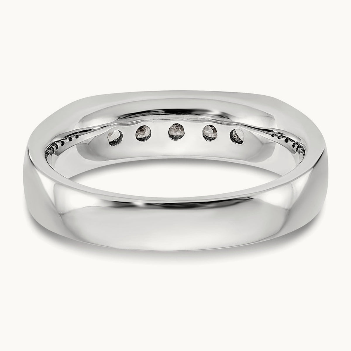 5-Stone Diamond Channel Band, 14K White Gold