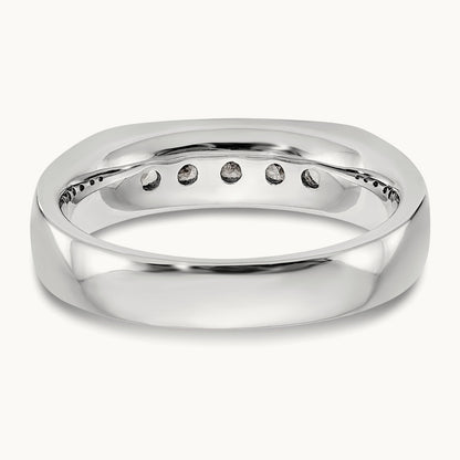 5-Stone Diamond Channel Band, 14K White Gold