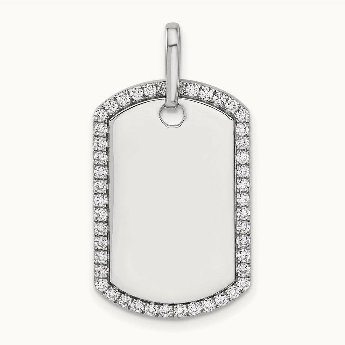 Personalized Diamond Dog Tag Charm — 14K White Gold