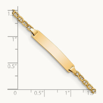 Semi-Solid Polished Anchor Link ID Bracelet, 14K