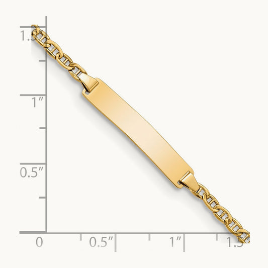 Semi-Solid Polished Anchor Link ID Bracelet, 14K