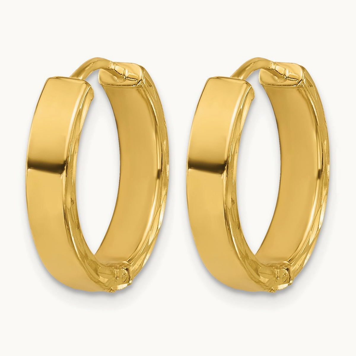 w/RH Polish/Dia-cut Square Tube Hinged Hoop Earrings, 14K — Leslie's
