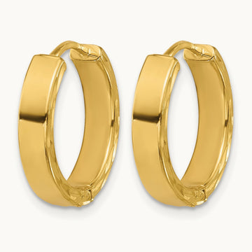 w/RH Polish/Dia-cut Square Tube Hinged Hoop Earrings, 14K — Leslie's