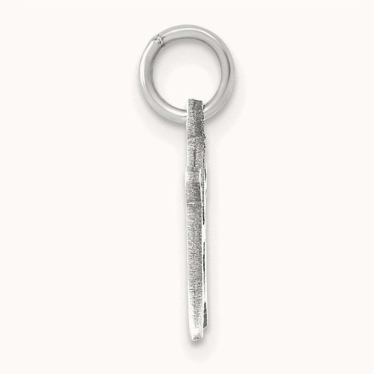 Diamond-cut Initial Charm — 14K White Gold, H