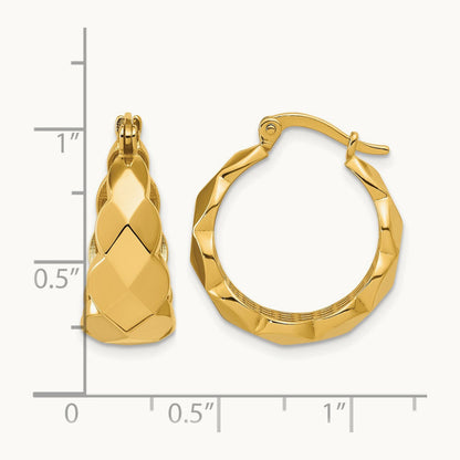 Polished Faceted Hoop Earrings, 14K — Leslie's