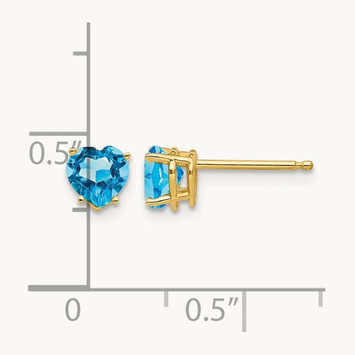 Heart Blue Topaz Earrings, 5mm, 14K