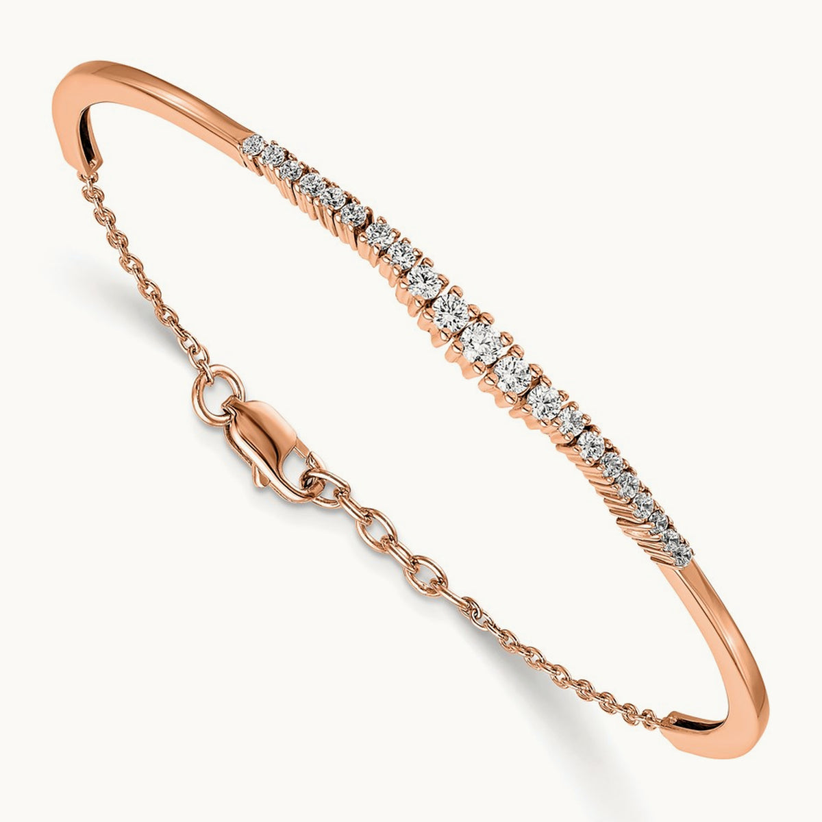 Graduated Bangle, 0.75 ct tw Lab-Grown Diamond — 14K Rose Gold