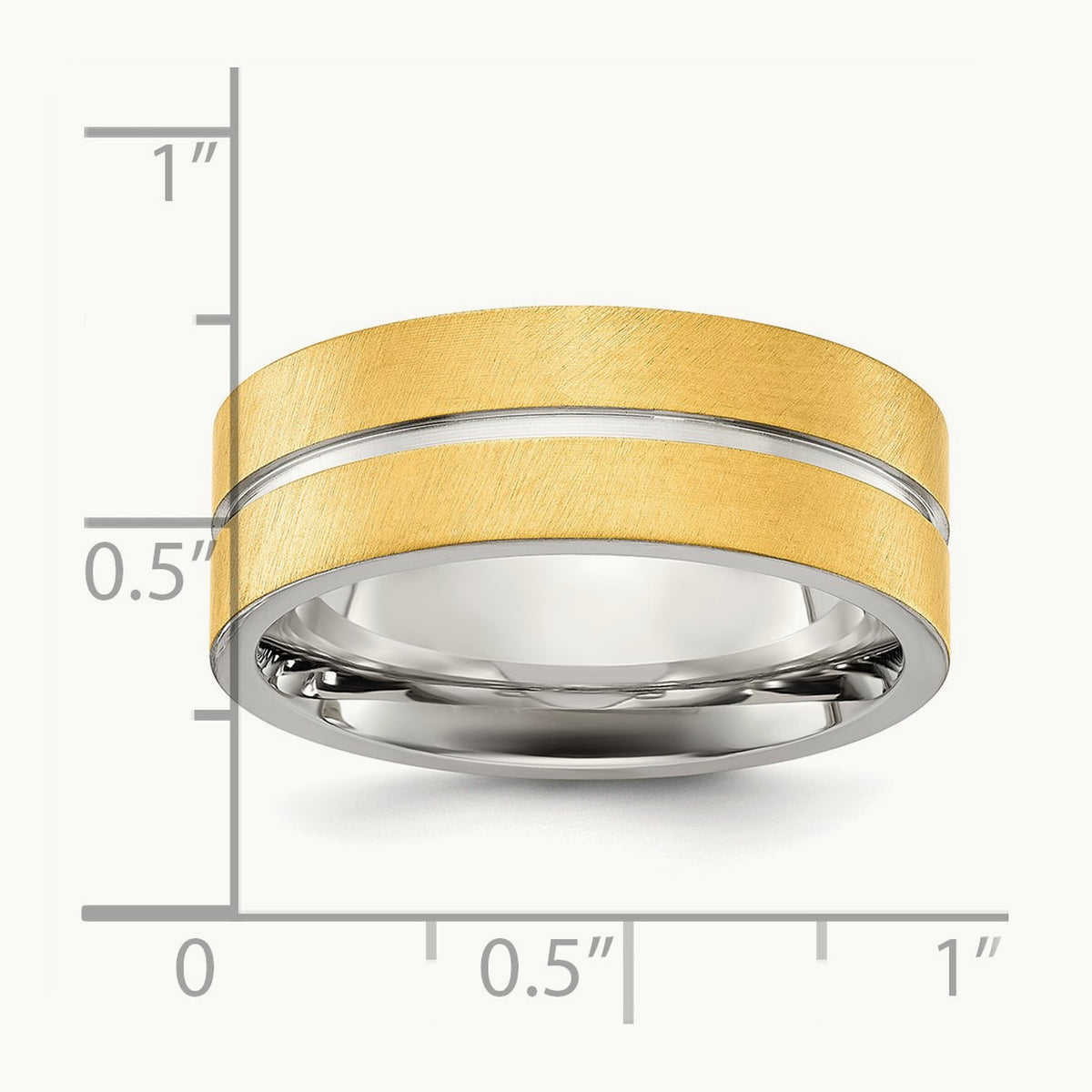 Brushed and Polished Yellow IP-plated Grooved Band — photo set