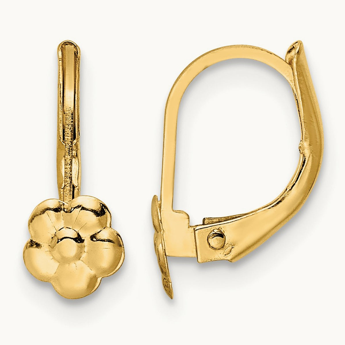 Madi K Polished Flower Leverback Earrings — photo set