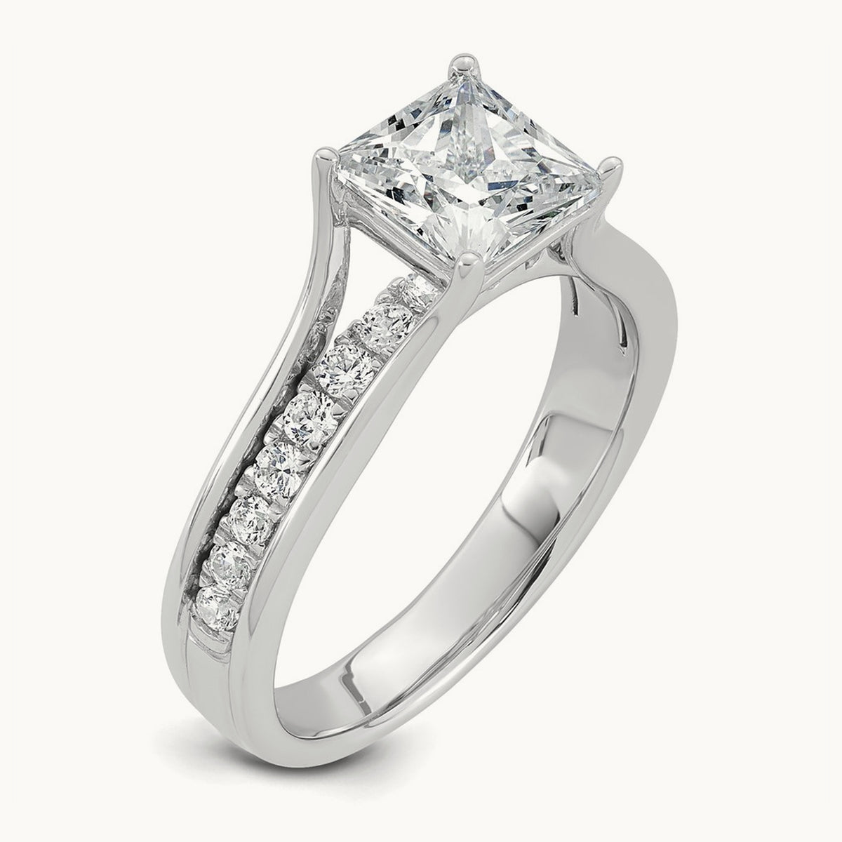 Princess Engagement Ring, 1.75-3.00 ct tw Lab-Grown Diamond — 1 7/8 ct, 14K White Gold