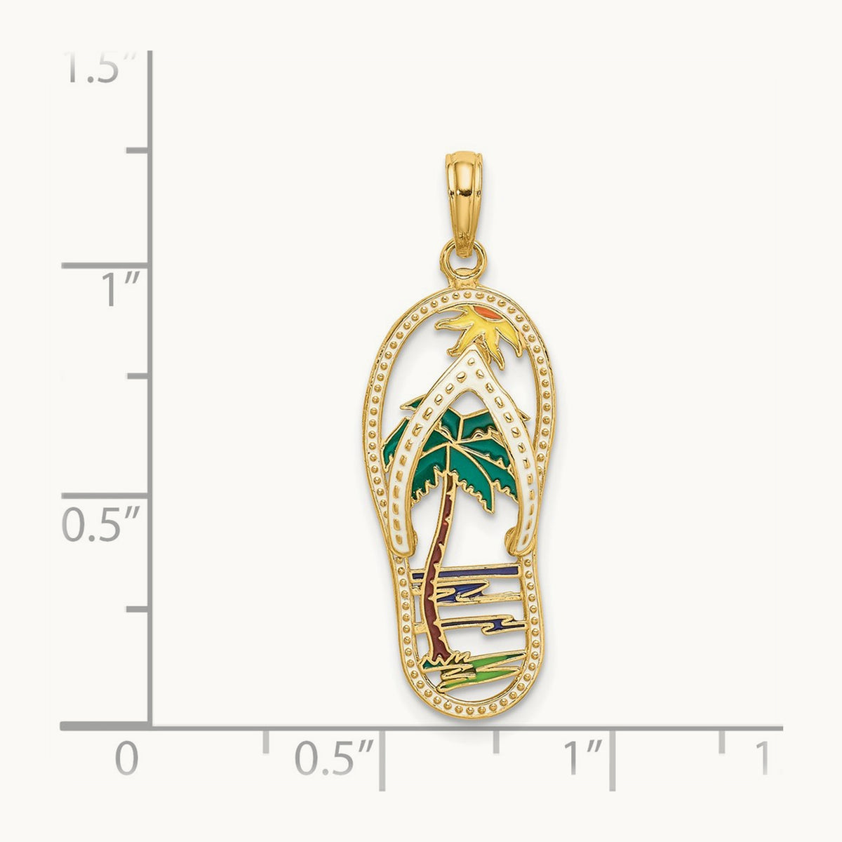 Enamel Palm Tree Flip-Flop Charm, 14K