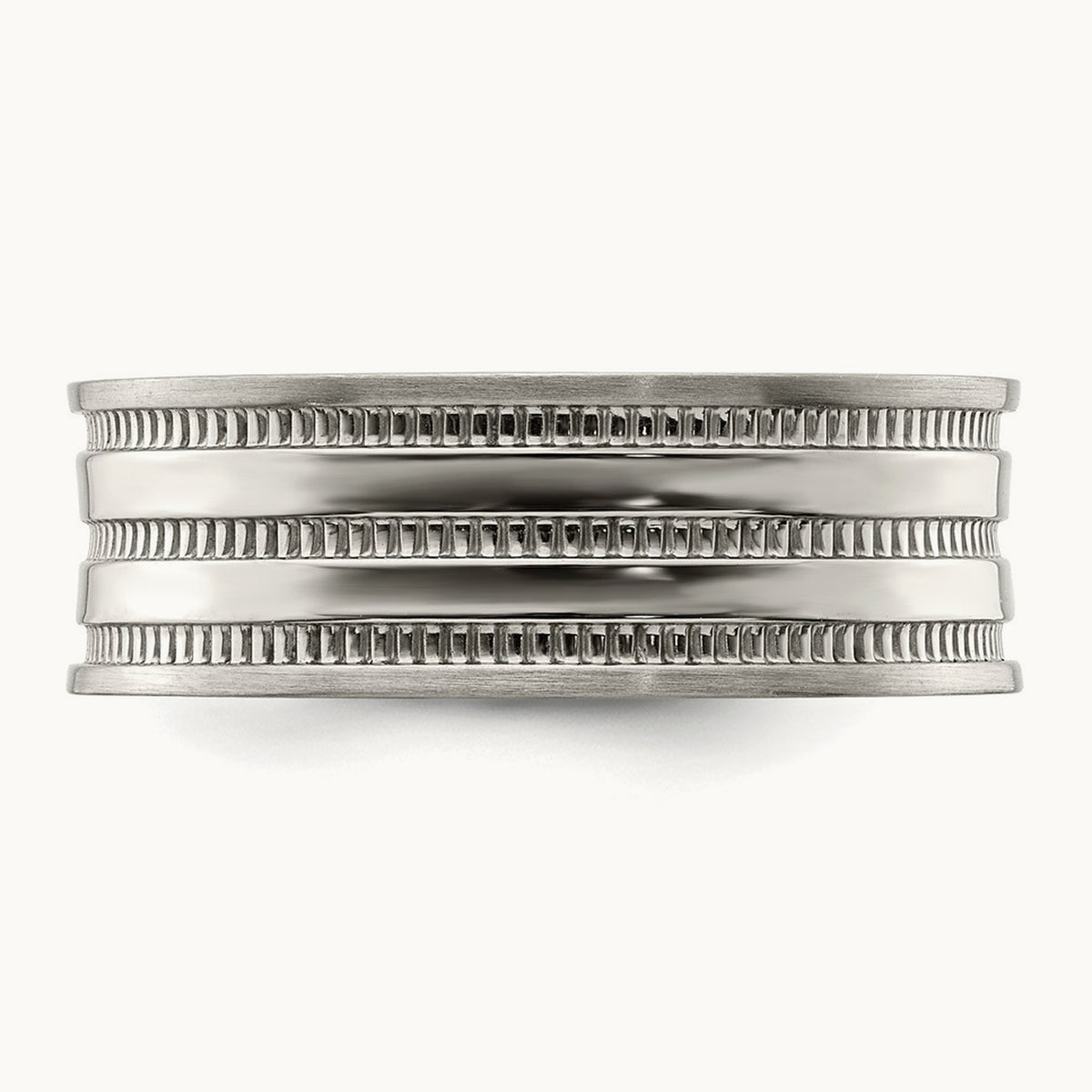 Polished and Beaded Band, 7mm, Stainless Steel