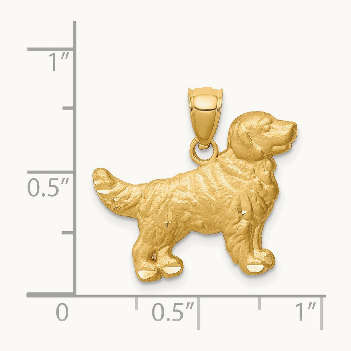 Diamond-cut Golden Retriever Pendant, 14K